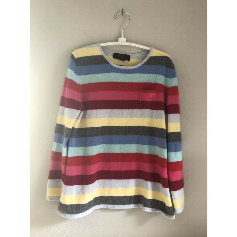 Express Cashmere Sweater Colorful Stripes Rainbow